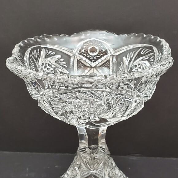 Vtg Imperial Nucut Pinwheel Compote Candy Dish MCM Elegant Cut Glass Decorative - Picture 5 of 16